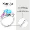 imageMartha Stewart 8 Carat Cushion Cut Gemstone Three Stone Ring with Lab Grown Diamonds in Sterling Silver Choose Your GemstoneOption 4