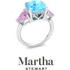 imageMartha Stewart 8 Carat Cushion Cut Gemstone Three Stone Ring with Lab Grown Diamonds in Sterling Silver Choose Your GemstoneOption 4