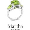 imageMartha Stewart 8 Carat Cushion Cut Gemstone Three Stone Ring with Lab Grown Diamonds in Sterling Silver Choose Your GemstoneOption 5