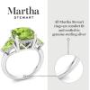 imageMartha Stewart 8 Carat Cushion Cut Gemstone Three Stone Ring with Lab Grown Diamonds in Sterling Silver Choose Your GemstoneOption 5