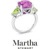 imageMartha Stewart 8 Carat Cushion Cut Gemstone Three Stone Ring with Lab Grown Diamonds in Sterling Silver Choose Your GemstoneOption 6