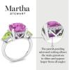 imageMartha Stewart 8 Carat Cushion Cut Gemstone Three Stone Ring with Lab Grown Diamonds in Sterling Silver Choose Your GemstoneOption 6