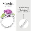imageMartha Stewart 8 Carat Cushion Cut Gemstone Three Stone Ring with Lab Grown Diamonds in Sterling Silver Choose Your GemstoneOption 6
