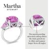 imageMartha Stewart 8 Carat Cushion Cut Gemstone Three Stone Ring with Lab Grown Diamonds in Sterling Silver Choose Your GemstoneOption 7