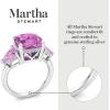 imageMartha Stewart 8 Carat Cushion Cut Gemstone Three Stone Ring with Lab Grown Diamonds in Sterling Silver Choose Your GemstoneOption 7
