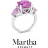 imageMartha Stewart 8 Carat Cushion Cut Gemstone Three Stone Ring with Lab Grown Diamonds in Sterling Silver Choose Your GemstoneOption 7