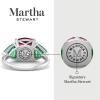 imageMartha Stewart 8 Carat Cushion Cut Gemstone Three Stone Ring with Lab Grown Diamonds in Sterling Silver Choose Your GemstoneOption 8