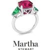 imageMartha Stewart 8 Carat Cushion Cut Gemstone Three Stone Ring with Lab Grown Diamonds in Sterling Silver Choose Your GemstoneOption 8