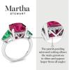 imageMartha Stewart 8 Carat Cushion Cut Gemstone Three Stone Ring with Lab Grown Diamonds in Sterling Silver Choose Your GemstoneOption 8