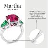 imageMartha Stewart 8 Carat Cushion Cut Gemstone Three Stone Ring with Lab Grown Diamonds in Sterling Silver Choose Your GemstoneOption 8