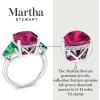 imageMartha Stewart 8 Carat Cushion Cut Gemstone Three Stone Ring with Lab Grown Diamonds in Sterling Silver Choose Your GemstoneOption 8
