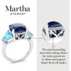 imageMartha Stewart 8 Carat Cushion Cut Gemstone Three Stone Ring with Lab Grown Diamonds in Sterling Silver Choose Your GemstoneOption 9