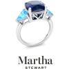 imageMartha Stewart 8 Carat Cushion Cut Gemstone Three Stone Ring with Lab Grown Diamonds in Sterling Silver Choose Your GemstoneOption 9