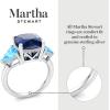 imageMartha Stewart 8 Carat Cushion Cut Gemstone Three Stone Ring with Lab Grown Diamonds in Sterling Silver Choose Your GemstoneOption 9