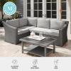 imageMartha Stewart Bedford IndoorOutdoor Modular Patio Sectional Sofa for 4 with Rattan Wicker Finish in Gray with Gray AllWeather Cushions