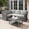 imageMartha Stewart Bedford IndoorOutdoor Modular Patio Sectional Sofa for 4 with Rattan Wicker Finish in Gray with Gray AllWeather Cushions