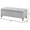 imageMartha Stewart Caymus Rectangular Storage Ottoman Bench Upholstered Textured Fabric Soft Hinge Pipped Edges with Solid Wood Legs Accent Furniture for Bedroom Dcor Easy to Assemble  Light Grey