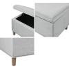 imageMartha Stewart Caymus Rectangular Storage Ottoman Bench Upholstered Textured Fabric Soft Hinge Pipped Edges with Solid Wood Legs Accent Furniture for Bedroom Dcor Easy to Assemble  Light Grey