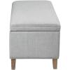 imageMartha Stewart Caymus Rectangular Storage Ottoman Bench Upholstered Textured Fabric Soft Hinge Pipped Edges with Solid Wood Legs Accent Furniture for Bedroom Dcor Easy to Assemble  Light Grey