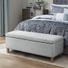 imageMartha Stewart Caymus Rectangular Storage Ottoman Bench Upholstered Textured Fabric Soft Hinge Pipped Edges with Solid Wood Legs Accent Furniture for Bedroom Dcor Easy to Assemble  Light Grey