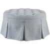 imageMartha Stewart Cocktail Ottoman for Living Room Fully Upholstered Button Tufted Round Ottoman Footrest Pleated Skirt Extra Seating Bedroom Ottoman Furniture Decor Terry 32quot W Light BlueLight Blue