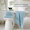 imageMartha Stewart Egyptian Cotton Bath Towels Set  6 Piece 2 Bath Towels  2 Hand Towels  2 Washcloths Absorbent Bathroom Towels Bathroom Essentials ButterSpa Blue