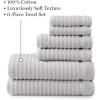 imageMartha Stewart Egyptian Cotton Bath Towels Set  6 Piece 2 Bath Towels  2 Hand Towels  2 Washcloths Absorbent Bathroom Towels Bathroom Essentials ButterTextured Light Gray