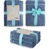 imageMartha Stewart Egyptian Cotton Bath Towels Set  6 Piece 2 Bath Towels  2 Hand Towels  2 Washcloths Absorbent Bathroom Towels Bathroom Essentials ButterTextured Blue