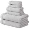 imageMartha Stewart Egyptian Cotton Bath Towels Set  6 Piece 2 Bath Towels  2 Hand Towels  2 Washcloths Absorbent Bathroom Towels Bathroom Essentials ButterLight Gray