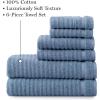 imageMartha Stewart Egyptian Cotton Bath Towels Set  6 Piece 2 Bath Towels  2 Hand Towels  2 Washcloths Absorbent Bathroom Towels Bathroom Essentials ButterTextured Blue