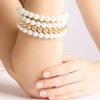 imageMartha Stewart Four Strand Pearl and Gold Ball Bracelet 7 Inches For Women