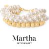 imageMartha Stewart Four Strand Pearl and Gold Ball Bracelet 7 Inches For Women