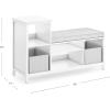 imageMartha Stewart Kids Jr Reading Nook with Bins  Linen White Kids Wood Bookshelf and Storage Bench with Open Shelves and Canvas Storage Bins for Toys Games and Books  Toddler Room FurnitureLinen White