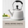 imageMartha Stewart Kingstree Large 2 Qt Heavy Gauge Stainless Steel Tea Kettle  Linen White ExteriorLinen White