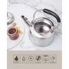 imageMartha Stewart Kingstree Large 2 Qt Heavy Gauge Stainless Steel Tea Kettle  Linen White ExteriorStainless Steel