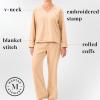 imageMartha Stewart Microfleece Sleepwear for Women  Cozy 2Piece Pajama Set  Buttery Soft Warm ampamp Perfect for LoungingCuban Sand
