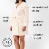 imageMartha Stewart Robe  Sleepwear for Women  ShorterLength Microfleece  Cozy Warm Relaxing LoungewearEgret