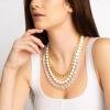 imageMartha Stewart Three Strand Pearl Crystal and Chain Necklace In Gold 18 Inches For Women