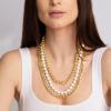 imageMartha Stewart Three Strand Pearl Gold Ball and Chain Necklace In Gold 18 Inches For Women
