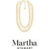 imageMartha Stewart Three Strand Pearl Gold Ball and Chain Necklace In Gold 18 Inches For Women