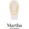 imageMartha Stewart Three Strand Pearl Gold Ball and Chain Necklace In Gold 18 Inches For Women