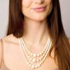 imageMartha Stewart Three Strand Pearl Necklace In Gold For Women
