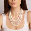 imageMartha Stewart Three Strand Pearl and Crystal Necklace In Gold 18 Inches For Women