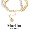 imageMartha Stewart Two Strand Pearl and Gold Ball Bracelet 7 Inches For Women
