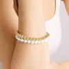 imageMartha Stewart Two Strand Pearl and Gold Ball Bracelet 7 Inches For Women