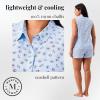 imageMartha Stewart Womens Pajama Set  Soft Breathable Sleepwear  2Pc Notch Collar Short Sleeve Button Down  Relaxed ComfortDutch Canal