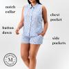 imageMartha Stewart Womens Pajama Set  Soft Breathable Sleepwear  2Pc Notch Collar Short Sleeve Button Down  Relaxed ComfortDutch Canal