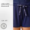 imageMartha Stewart Womens Pajama Shorts Set  Soft Ribbed Jersey Sleepwear  2Pc Short Sleeve Top and Shorts  Light and ComfyMedieval Blue