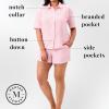 imageMartha Stewart Womens Seersucker Pajama Set  Short Sleeve Notch Collar Top ampamp Shorts Sleepwear Fuchsia Pink