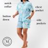 imageMartha Stewart Womens Short Sleeve Lightweight Pajama Set  Notch Collar Top ampamp Shorts  Soft Comfortable Rayon SleepwearSalt Air